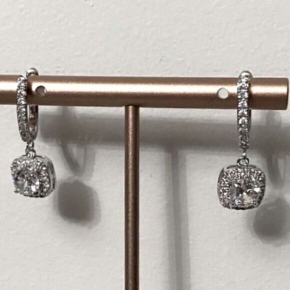 The Bling 925 Silver Drop White Sapphire Earrings - Picture 2 of 6